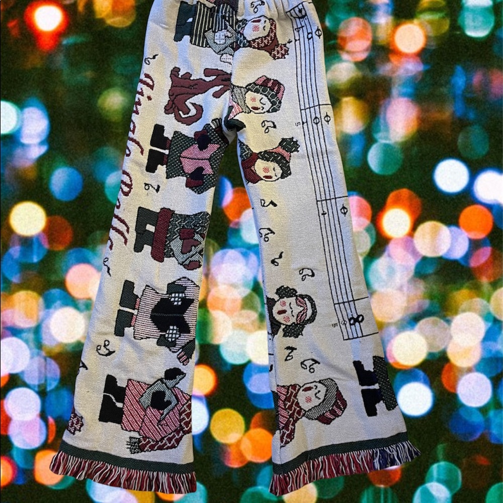 Hand Made Vintage Style Tapestry Pants 👖 Jingle Bell 🔔 Pair So Cute 🥰